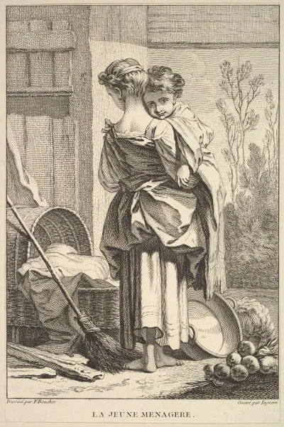 The Young Housekeeper After Francois Boucher
