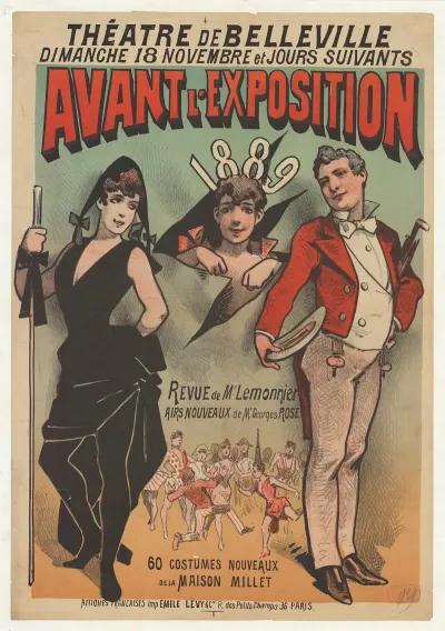 Theatre De Belleville Dimanche 18 Novembre 1888 Et Jours Suivants Avant L Exposition 1889