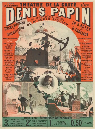 Theatre De La Gaite Denis Papin Ou Linvention De La Vapeur Drame Historique Et Scientifique De Mr Louis Figuier En 5 Actes Et 8 Tableaux