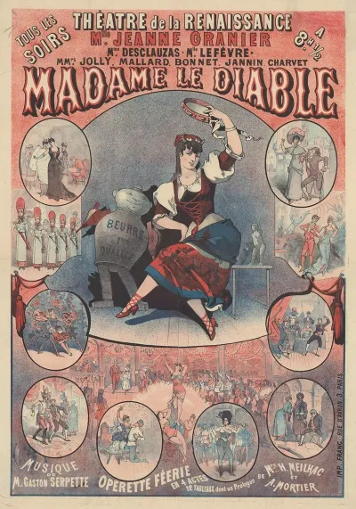 Theatre De La Renaissance Mlle Jeanne Granier Madame Le Diable Musique De Gaston Serpette