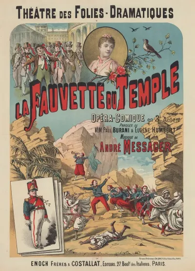 Theatre Des Folies Dramatiques La Fauvette Du Temple Opera Comique En 3 Actes Paroles De M M Paul Burani Eugene Humbert