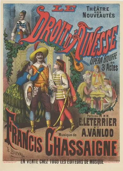 Theatre Des Nouveautes Le Droit Dainesse Opera Bouffe En 3 Actes