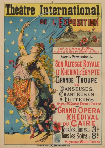 Theatre International De Lexposition Grande Troupe De Danseuses Chanteuses Lutteurs Grand Opera Khedival Du Caire