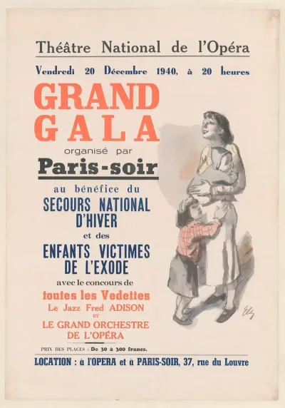 Theatre National De Lopera Vendredi 20 Decembre 1940 Grand Gala Organise Par Paris Soir