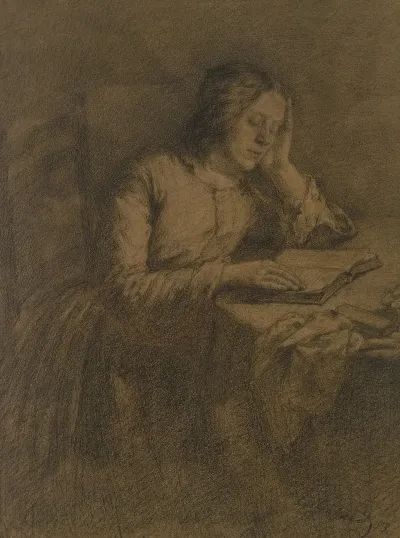 Thekla Eissenhardt Die Schwester Angilbert Gobels Und Frau Des Kupferstechers Johannes Kaspar Eissenhardt Am Tische Lesend