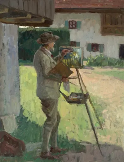 Theodor Hummel Beim Malen In Prien Harras