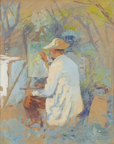 Theodor Von Hormann Malend In Taormina