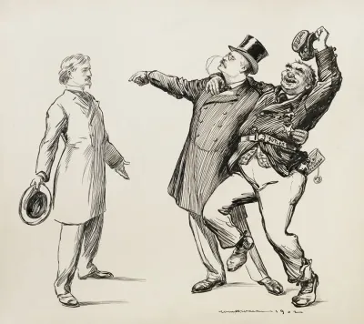 Theodore Roosevelt Arm In Arm With A Man That Has Bum Written On His Hat