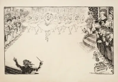 Theodore Roosevelt As A King Watching A Ballet Performance By A Group Of Men In Womens Costumes