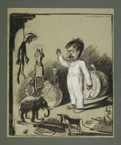 Theodore Roosevelt Depicted As A Child Shakes His Fist