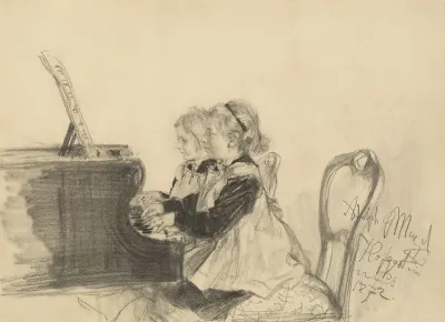 Therese Und Grete Herrmann Beim Klavierspiel