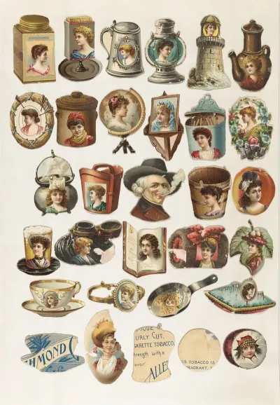 Thirty One Cut Outs From Advertising Banner For Allen Ginter Cigarettes