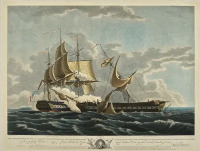 This Representation Of The U S Frigate Constitution Isaac Hull Esquire Commander Capturing His Britannic Majestys Frigate