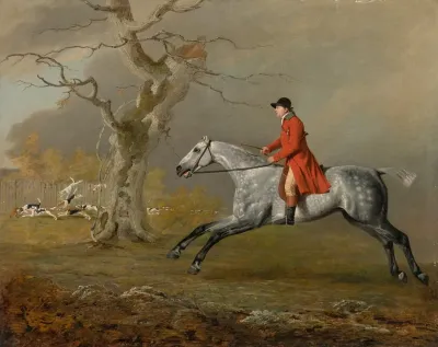 Thomas Sebright Huntsman To The Quorn And Lord Fitzwilliam Mounted With Hounds In Full Cry
