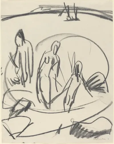 Three Bathers In The Sea