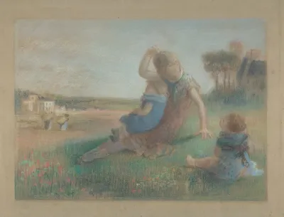 Three Children In A Landscape