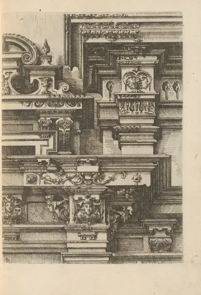 Three Composite Capitals With Two Crowns And Decorated With Foliage Volutes And A Mascaron
