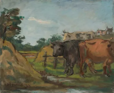 Three Cows By A River