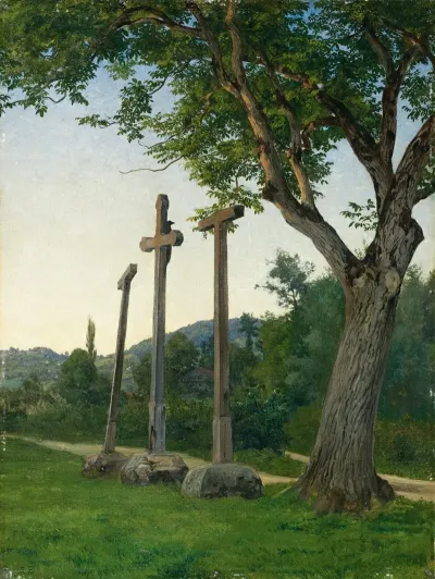 Three Crosses Along A Country Lane