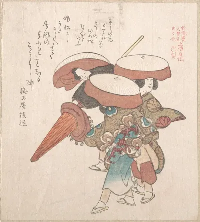 Three Dancers Of Sumiyoshi Or Suminoye