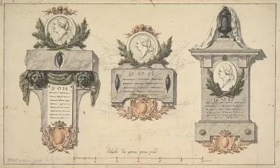 Three Designs For A Funerary Monument Or Epitaph It