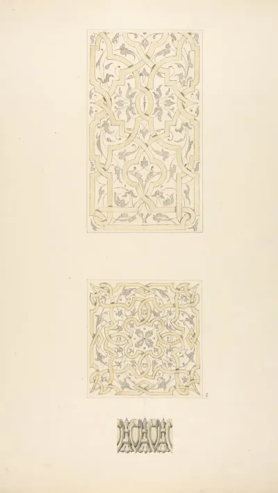 Three Designs For Decorative Motifs In Strapwork Rinceaux And Egg And Dart Patterns