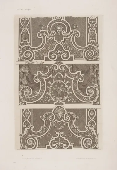 Three Designs With Vegetal Shapes And Female Heads