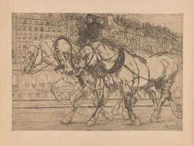 Three Horses With Rider Garcon Decurie