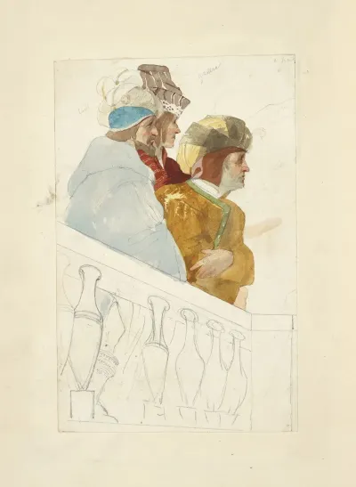 Three Men Behind A Balustrad