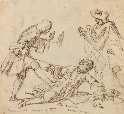 Three Men Fighting