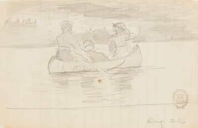 Three Men In A Canoe Il Manigne Quebec