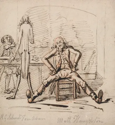 Three Men In A Room Gilchrist Seated At A Table Tom Adam Standing Seen From Behind And Matt Haughton Seated Legs Outspread And Arms Akimbo Before A Fire