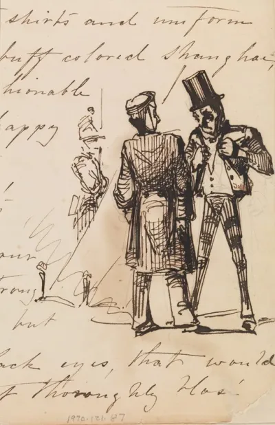 Three Men Sketch In Lower Right Hand Corner Of Handwritten Journal From Sketchbook
