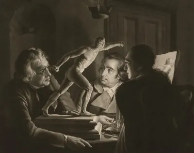 Three Persons Viewing The Gladiator By Candlelight