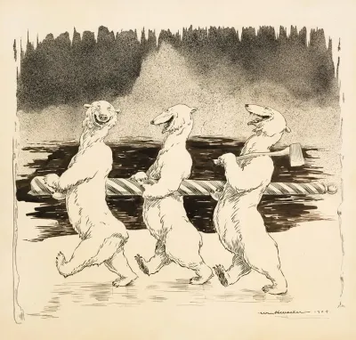 Three Polar Bears Who Have Stolen The Sign For The North Pole