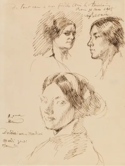 Three Portrait Heads Of A Woman