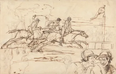 Three Racehorses Approaching The Winning Post