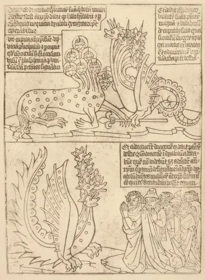 Three Scenes With Seven Headed Dragons One Scene Of Angels