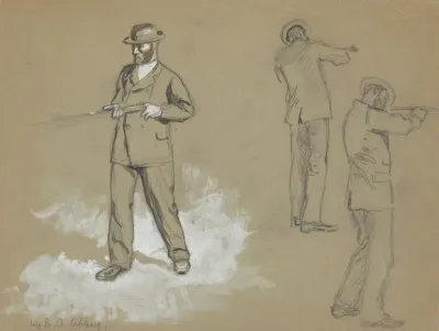 Three Sketches Of A Man With A Gun