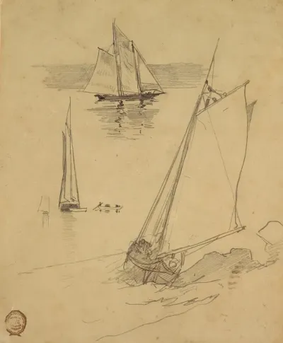 Three Sketches Of Schooners