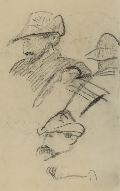 Three Studies Of A Man Wearing A Hat Recto