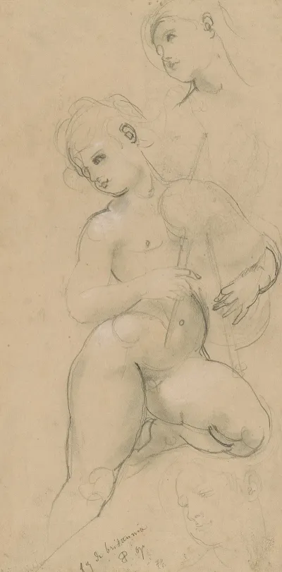 Three Studies Of A Nude Holding A Bagpipe