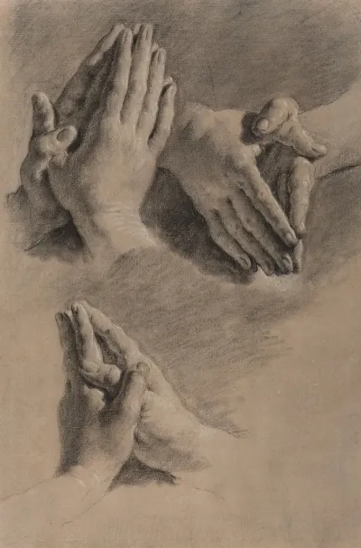 Three Studies Of Hands Clasped In Prayer