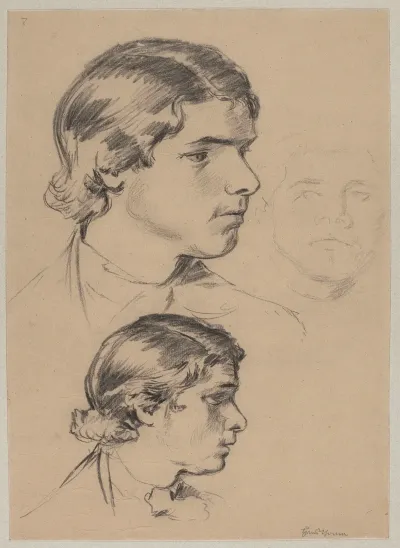 Three Studies Of Young Mans Head