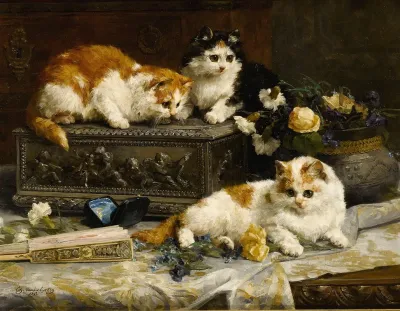 Three Watchful Kittens