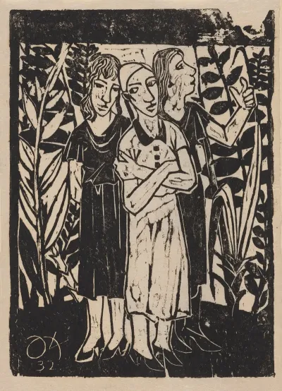 Three Women In A Garden