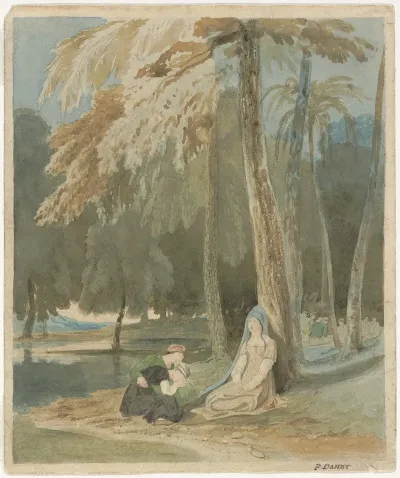 Three Women Seated By A Wooded Lake 2