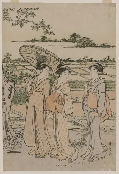 Three Women Strolling In The Countryside