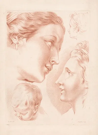 Three Womens Heads And A Childs Head