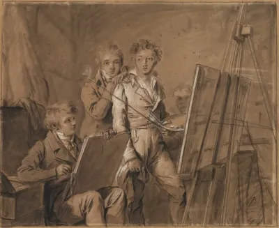Three Young Artists In A Studio